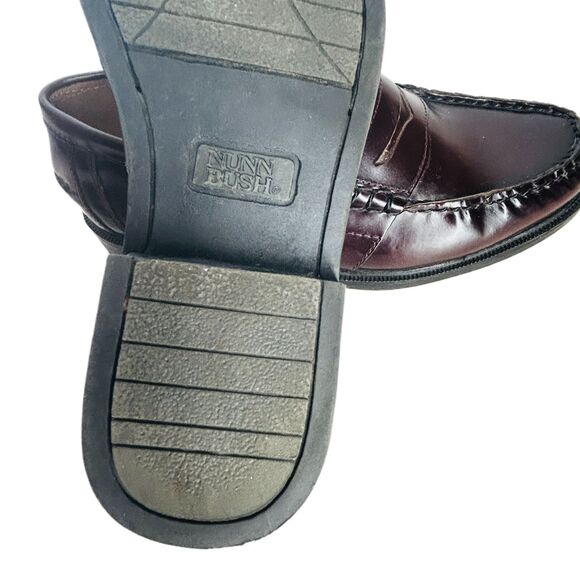 Nunn Bush Lincoln Moc Toe Penny Loafers 9.5 W Shoes Burgundy Leather Excellent!